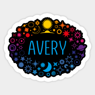 Avery name surrounded by space Sticker